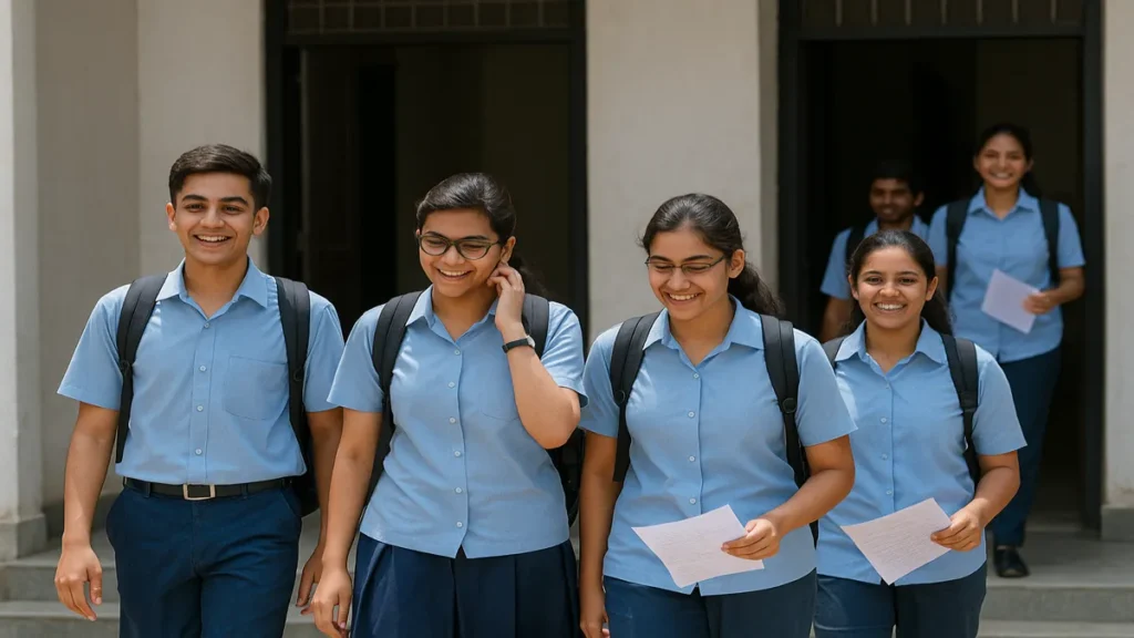 Students coming out of exam hall after RBSE 10th board exam in Rajasthan