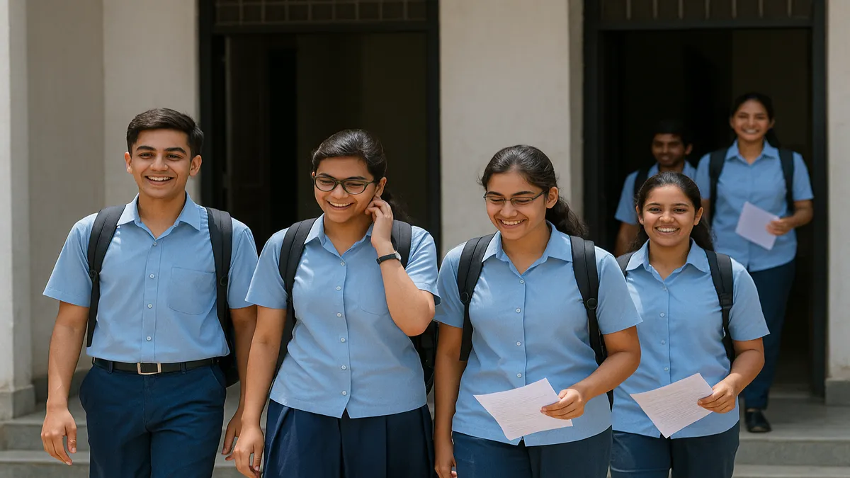 Students coming out of exam hall after RBSE 10th board exam in Rajasthan
